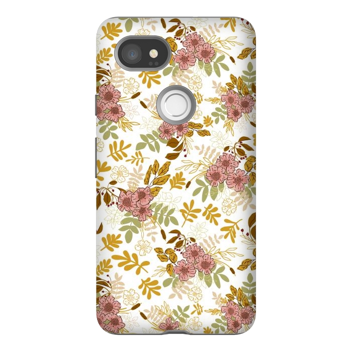 Pixel 2XL StrongFit Autumnal Florals in Pink and Mustard by Paula Ohreen