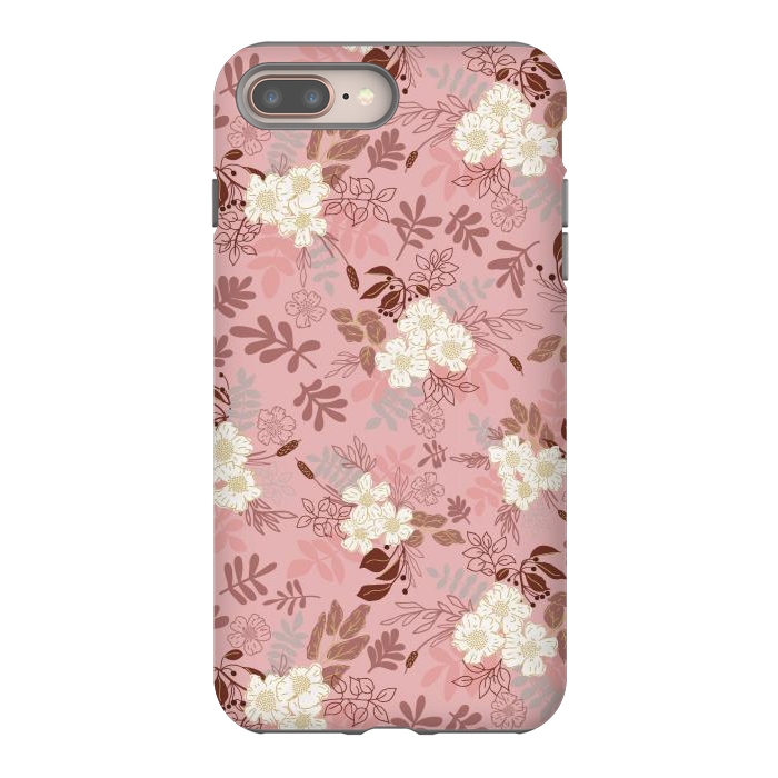 iPhone 7 plus StrongFit Autumnal Florals in Pink and White by Paula Ohreen