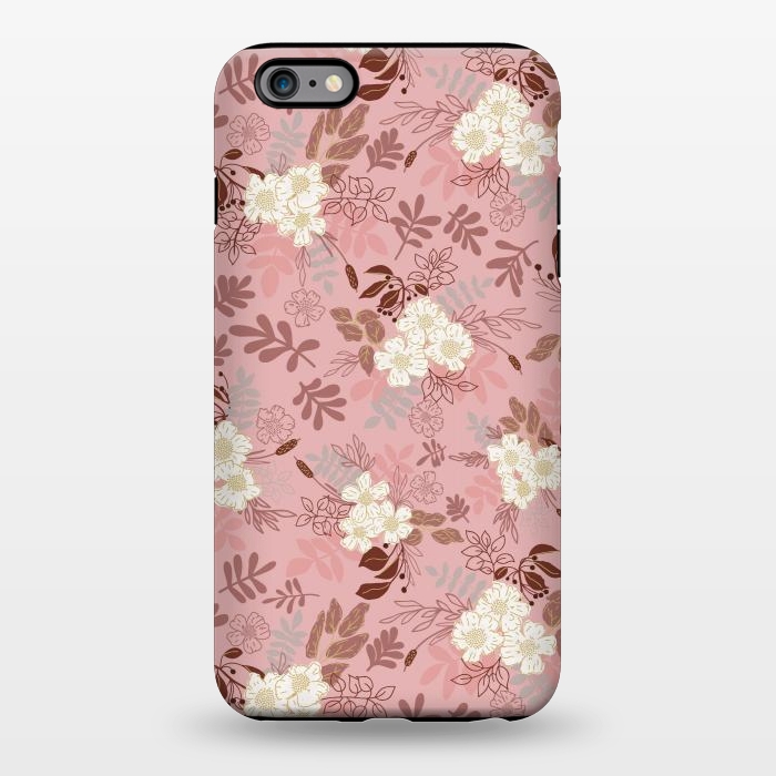 iPhone 6/6s plus StrongFit Autumnal Florals in Pink and White by Paula Ohreen