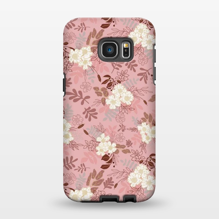 Galaxy S7 EDGE StrongFit Autumnal Florals in Pink and White by Paula Ohreen