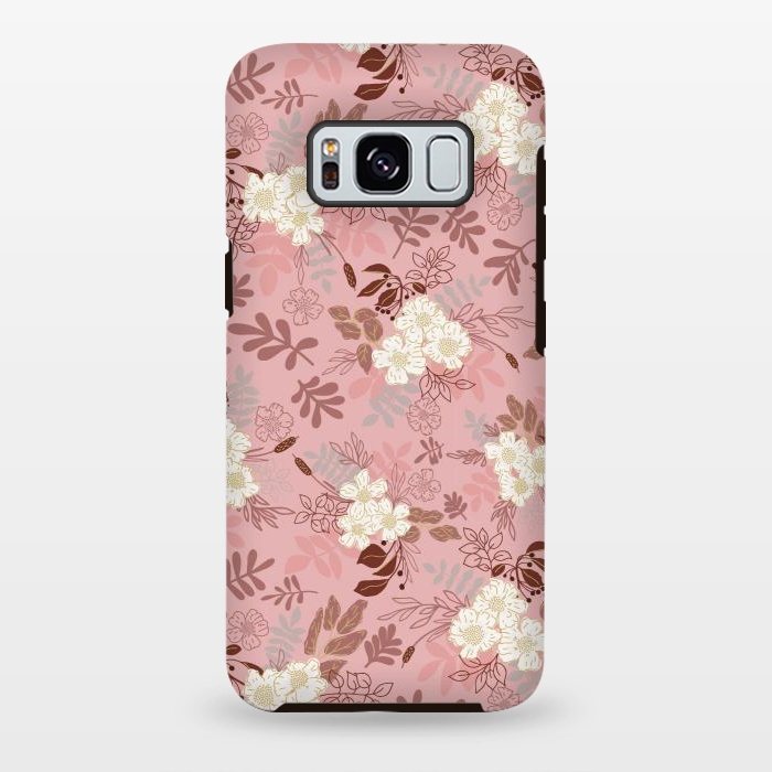 Galaxy S8 plus StrongFit Autumnal Florals in Pink and White by Paula Ohreen