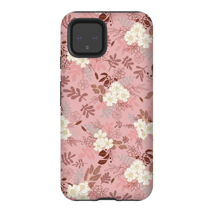 Pixel 4 StrongFit Autumnal Florals in Pink and White by Paula Ohreen