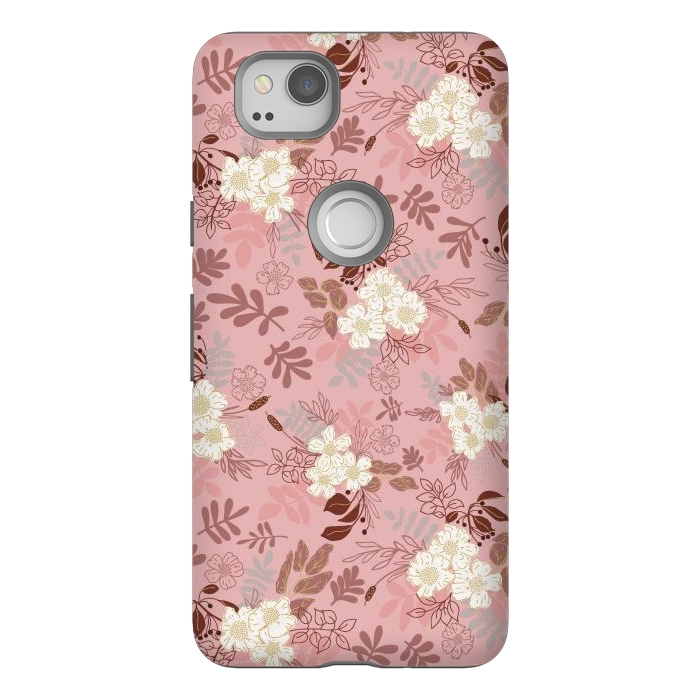 Pixel 2 StrongFit Autumnal Florals in Pink and White by Paula Ohreen