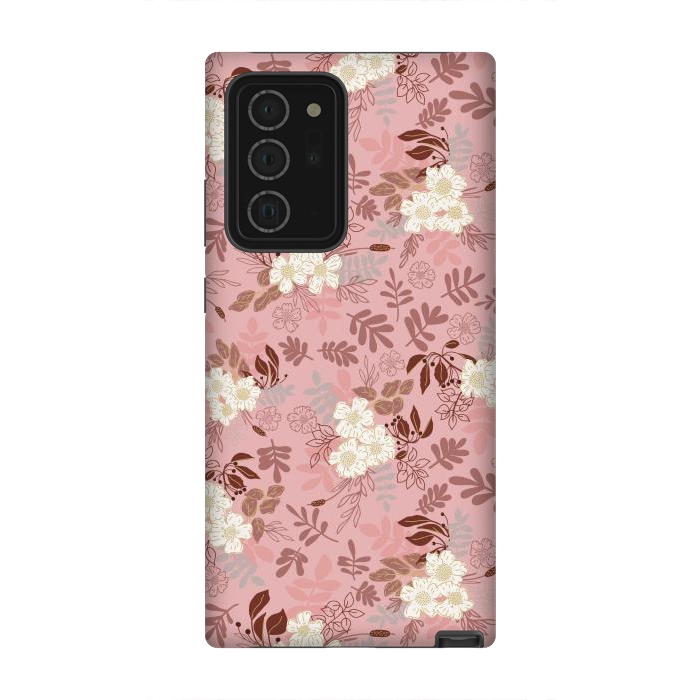 Galaxy Note 20 Ultra StrongFit Autumnal Florals in Pink and White by Paula Ohreen