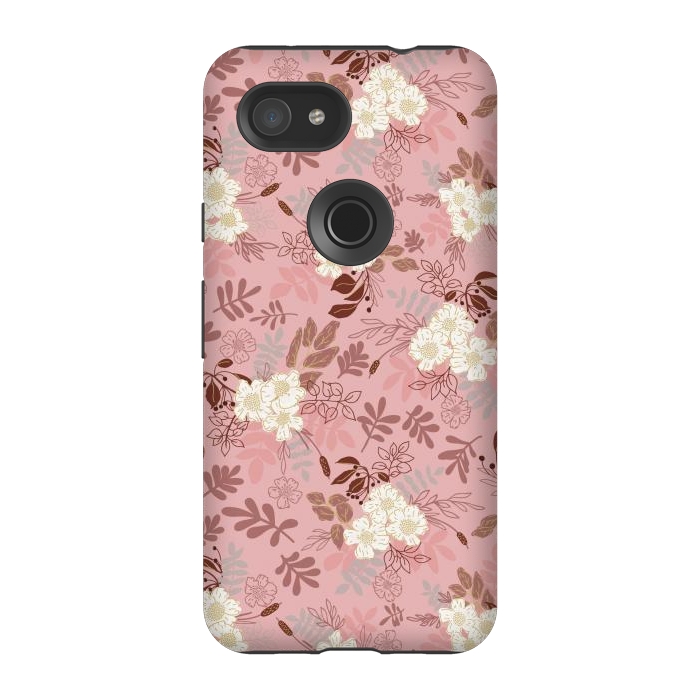 Pixel 3A StrongFit Autumnal Florals in Pink and White by Paula Ohreen