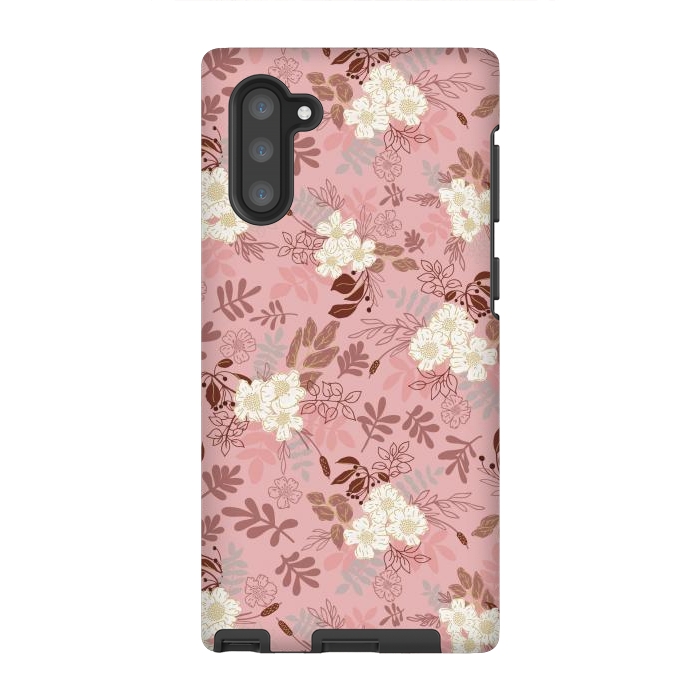 Galaxy Note 10 StrongFit Autumnal Florals in Pink and White by Paula Ohreen