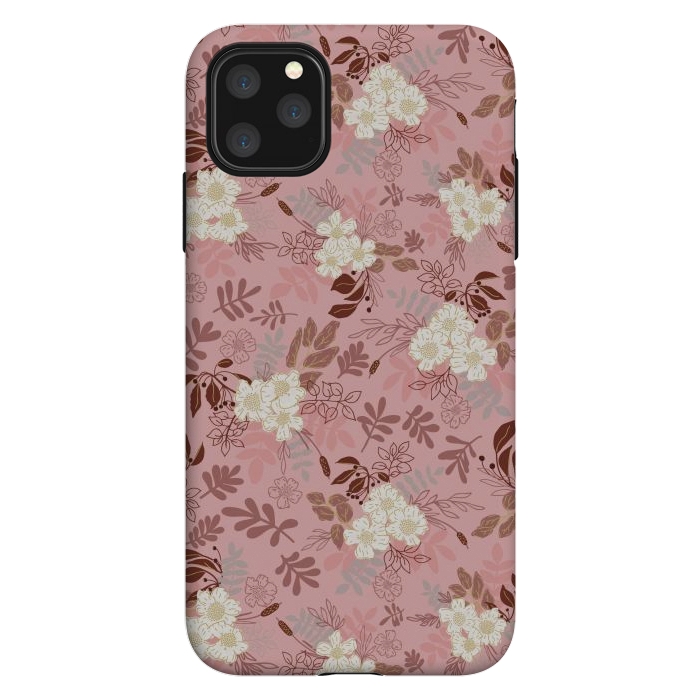 iPhone 11 Pro Max StrongFit Autumnal Florals in Pink and White by Paula Ohreen