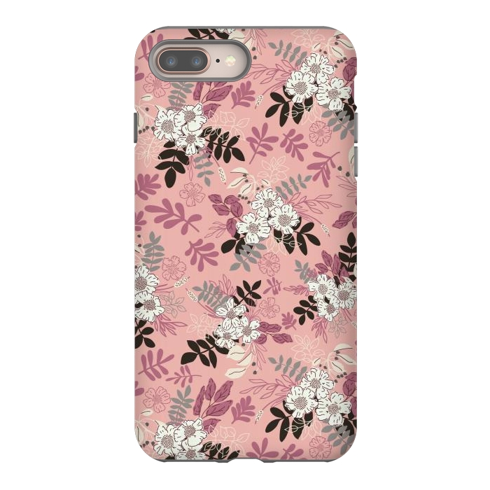 iPhone 7 plus StrongFit Autumnal Florals in Pink, Black and White by Paula Ohreen