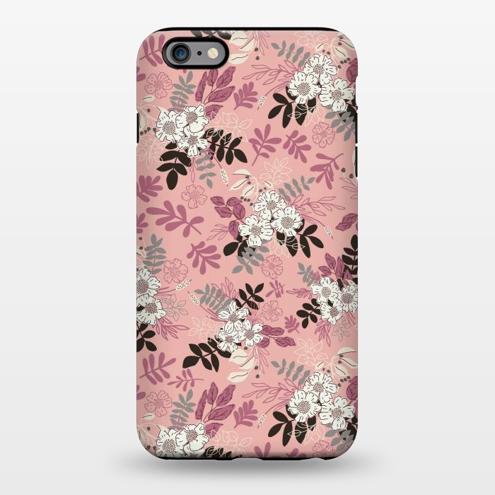 iPhone 6/6s plus StrongFit Autumnal Florals in Pink, Black and White by Paula Ohreen