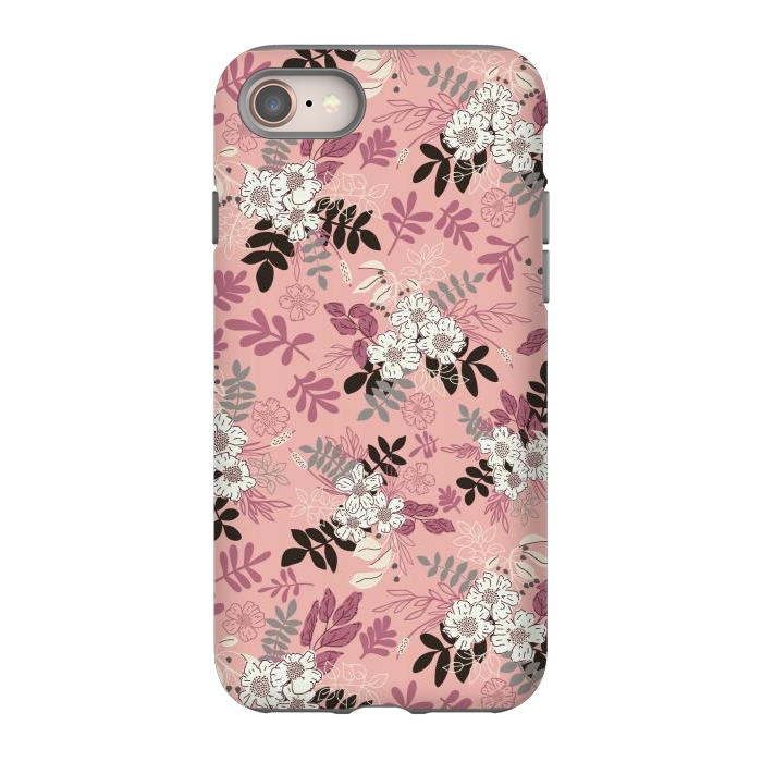 iPhone SE StrongFit Autumnal Florals in Pink, Black and White by Paula Ohreen