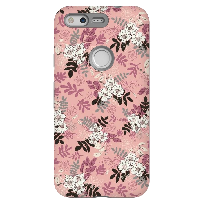 Pixel StrongFit Autumnal Florals in Pink, Black and White by Paula Ohreen