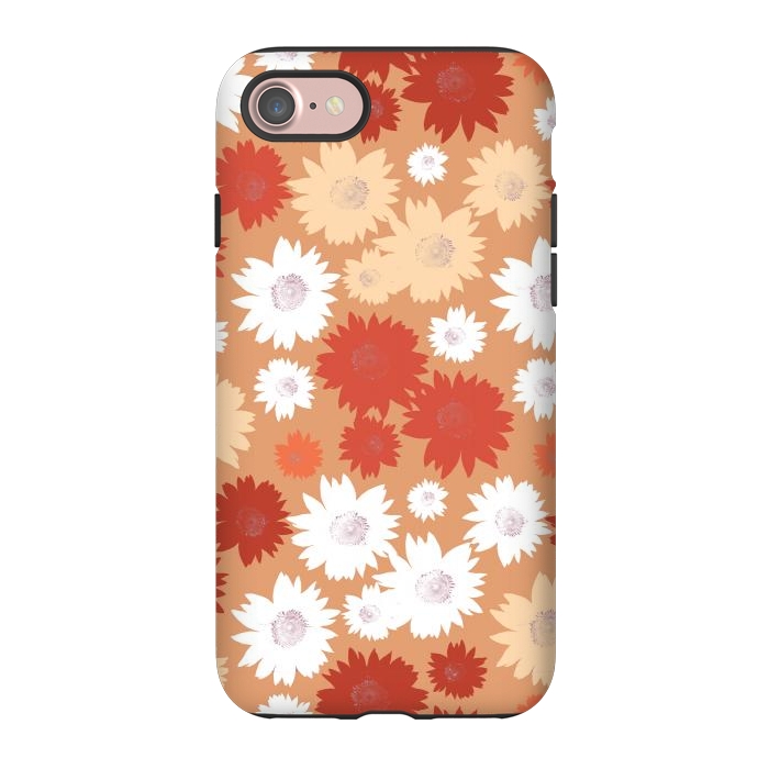 iPhone 7 StrongFit Retro flowers - graphic orange beige petals by Oana 