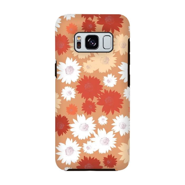 Galaxy S8 StrongFit Retro flowers - graphic orange beige petals by Oana 
