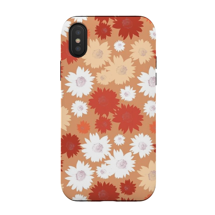 iPhone Xs / X StrongFit Retro flowers - graphic orange beige petals by Oana 