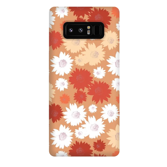 Galaxy Note 8 StrongFit Retro flowers - graphic orange beige petals by Oana 