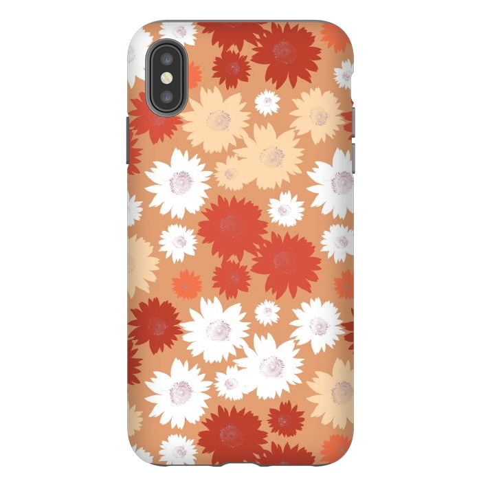 iPhone Xs Max StrongFit Retro flowers - graphic orange beige petals by Oana 