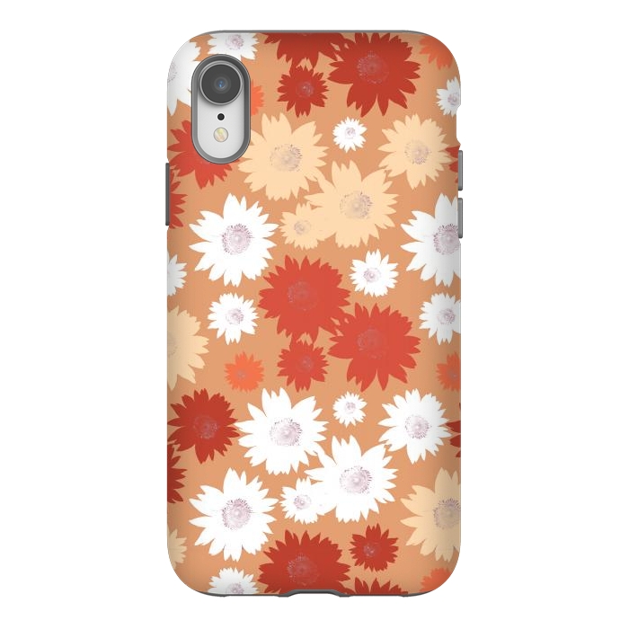 iPhone Xr StrongFit Retro flowers - graphic orange beige petals by Oana 