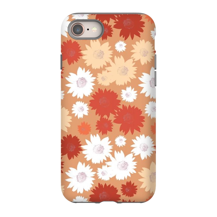 iPhone SE StrongFit Retro flowers - graphic orange beige petals by Oana 