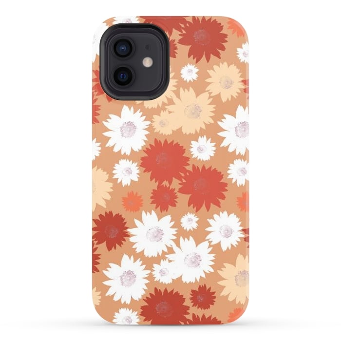 iPhone 12 StrongFit Retro flowers - graphic orange beige petals por Oana 