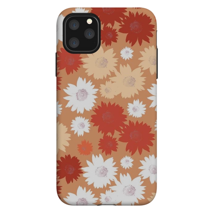 iPhone 11 Pro Max StrongFit Retro flowers - graphic orange beige petals by Oana 