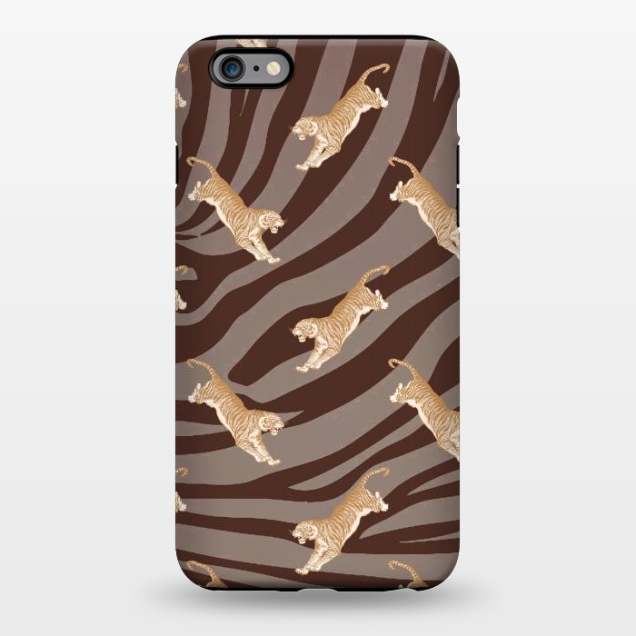 iPhone 6/6s plus StrongFit Tiger pattern on brown stripes - modern animal pattern by Oana 