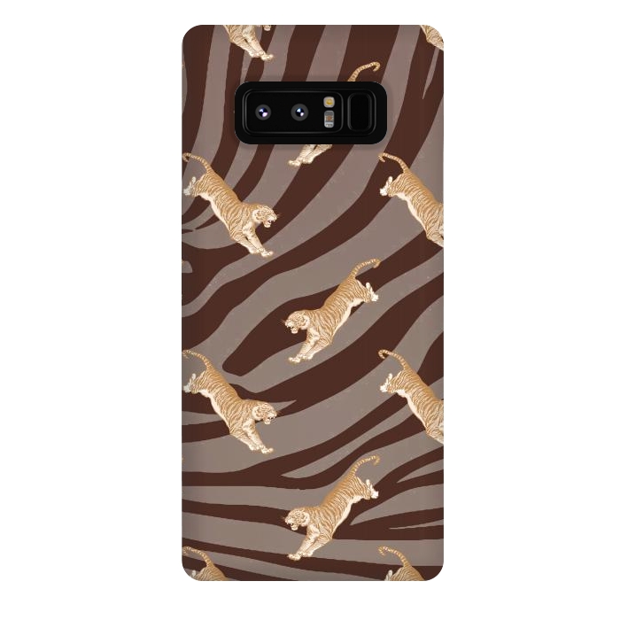 Galaxy Note 8 StrongFit Tiger pattern on brown stripes - modern animal pattern by Oana 