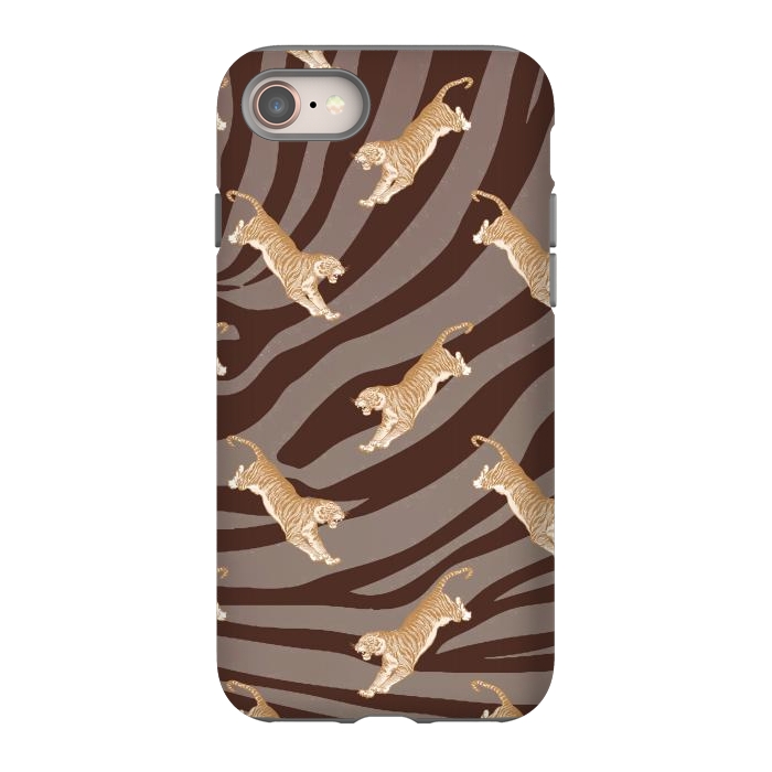iPhone SE StrongFit Tiger pattern on brown stripes - modern animal pattern by Oana 