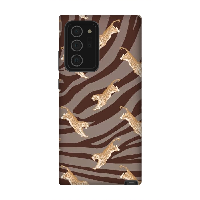 Galaxy Note 20 Ultra StrongFit Tiger pattern on brown stripes - modern animal pattern by Oana 