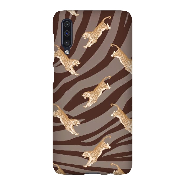 Galaxy A50 SlimFit Tiger pattern on brown stripes - modern animal pattern by Oana 