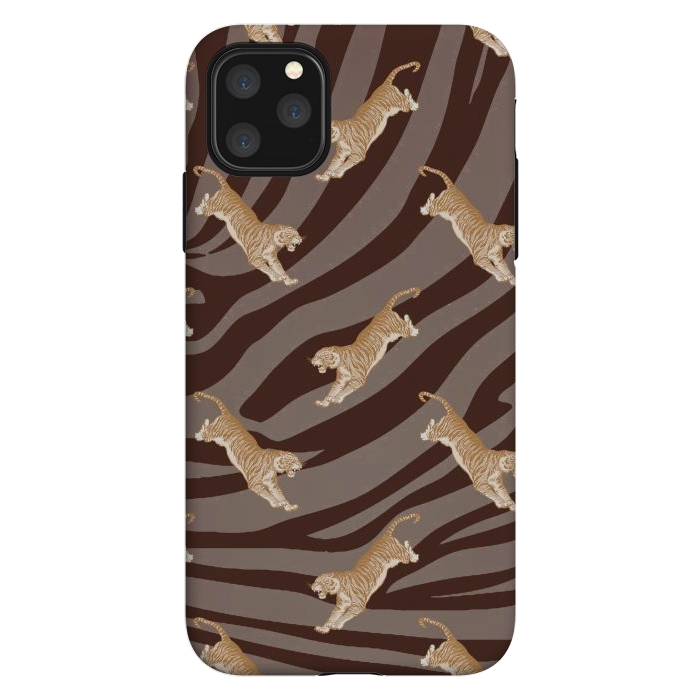 iPhone 11 Pro Max StrongFit Tiger pattern on brown stripes - modern animal pattern by Oana 
