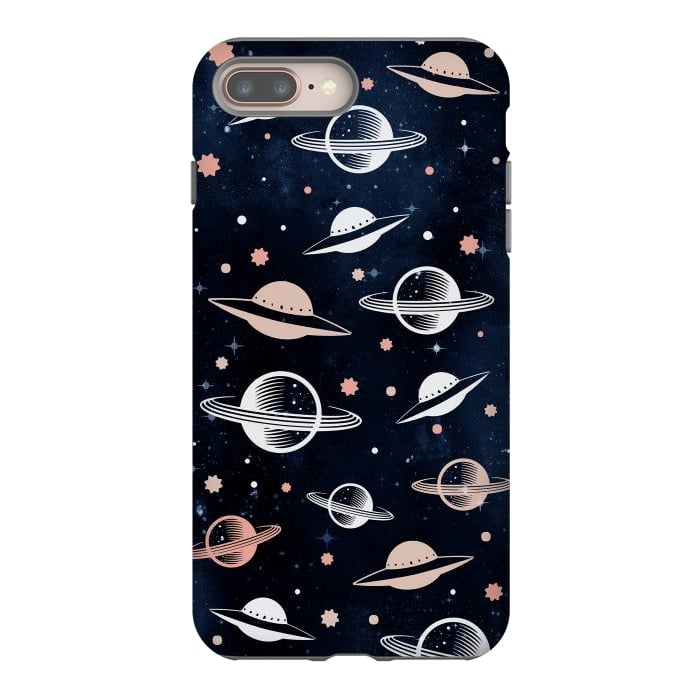 iPhone 7 plus StrongFit Planets and stars - space pattern - celestial pattern on navy by Oana 