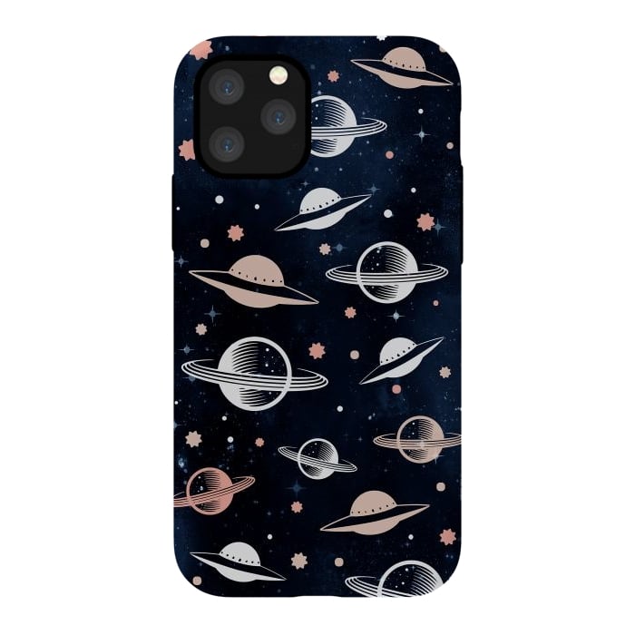 iPhone 11 Pro StrongFit Planets and stars - space pattern - celestial pattern on navy by Oana 