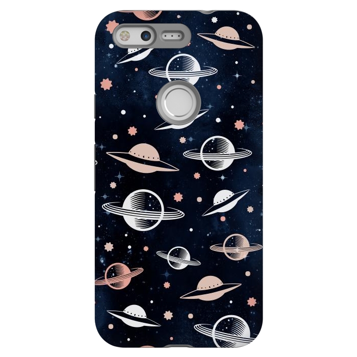 Pixel StrongFit Planets and stars - space pattern - celestial pattern on navy by Oana 