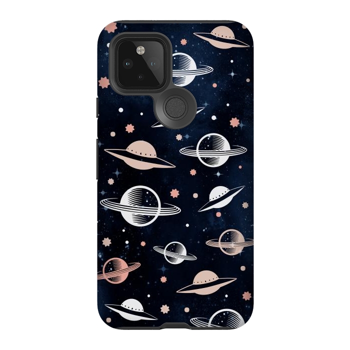 Pixel 5 StrongFit Planets and stars - space pattern - celestial pattern on navy by Oana 