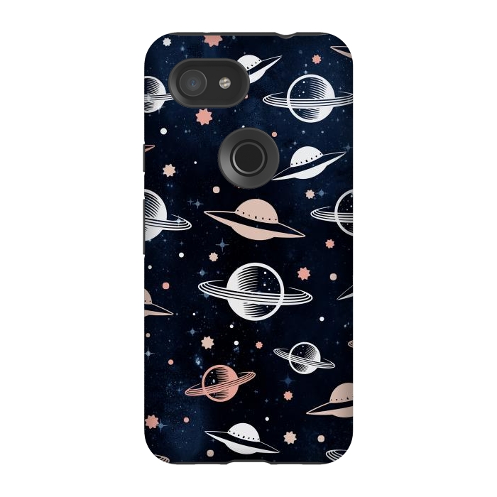 Pixel 3A StrongFit Planets and stars - space pattern - celestial pattern on navy by Oana 