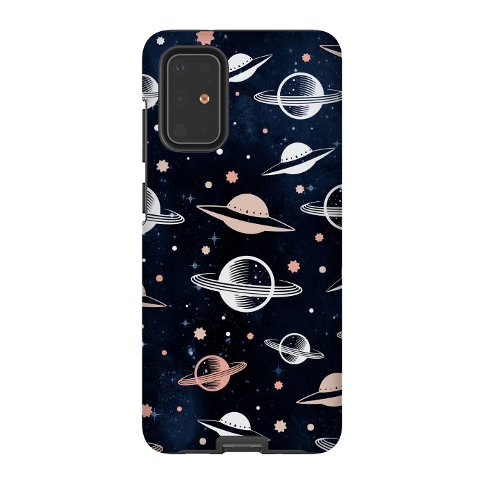 Galaxy S20 Plus StrongFit Planets and stars - space pattern - celestial pattern on navy by Oana 