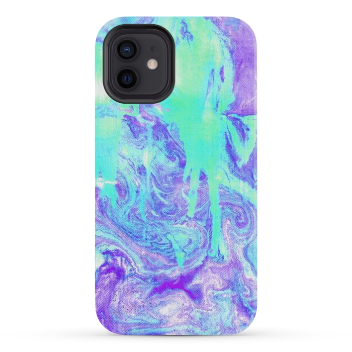 iPhone 12 mini StrongFit Melting Marble in Mint & Purple by Tangerine-Tane