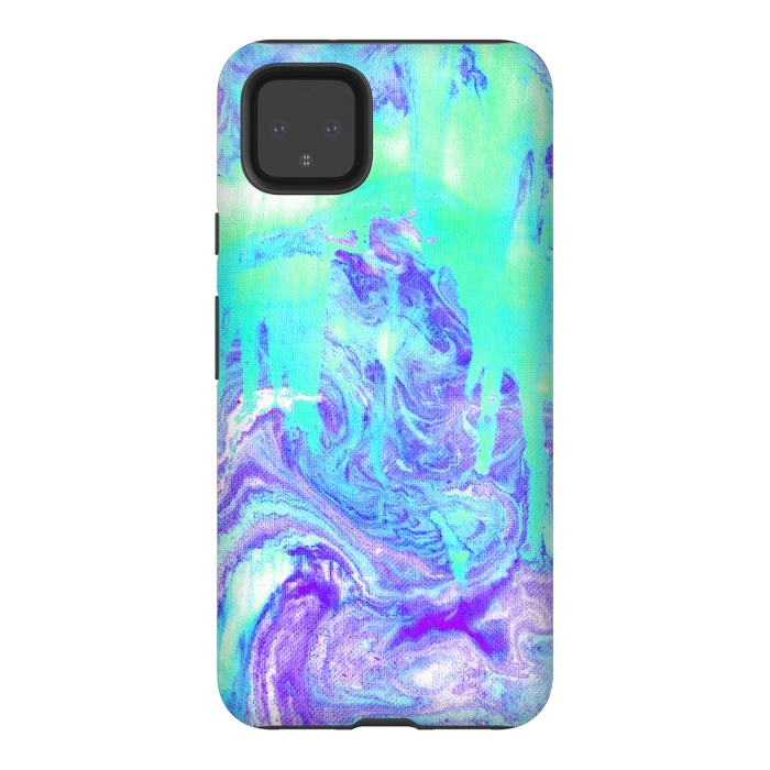 Pixel 4XL StrongFit Melting Marble in Mint & Purple by Tangerine-Tane