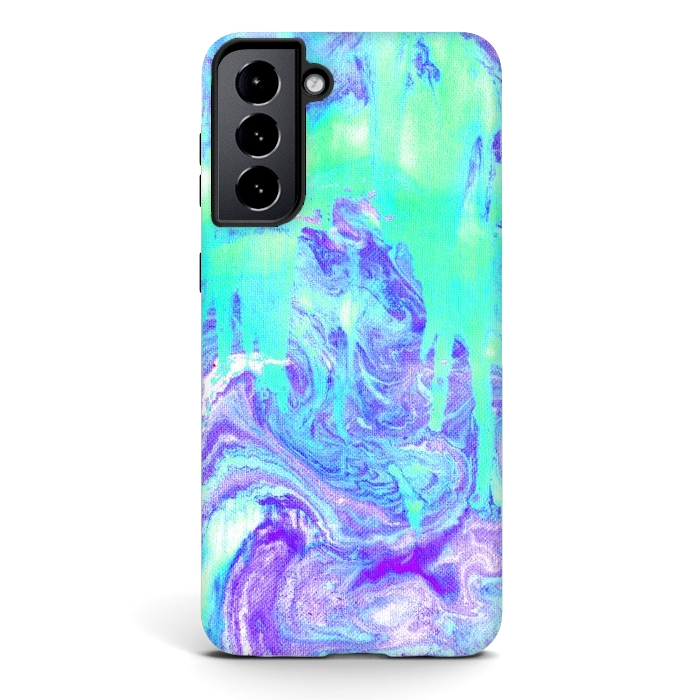 Galaxy S21 StrongFit Melting Marble in Mint & Purple by Tangerine-Tane