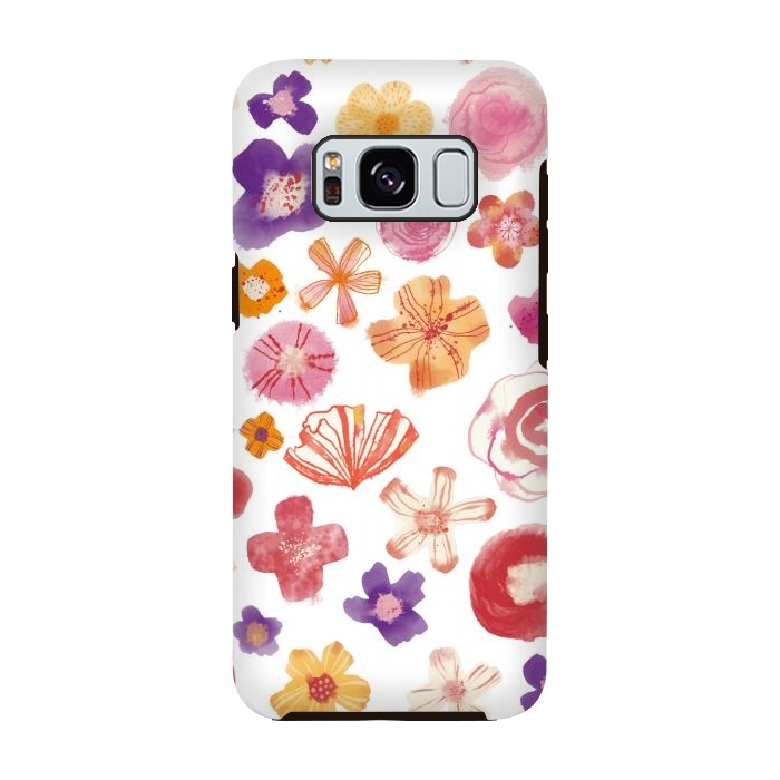 Galaxy S8 StrongFit Fresh Watercolor Wildflowers by Nic Squirrell