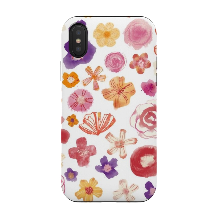iPhone Xs / X StrongFit Fresh Watercolor Wildflowers by Nic Squirrell