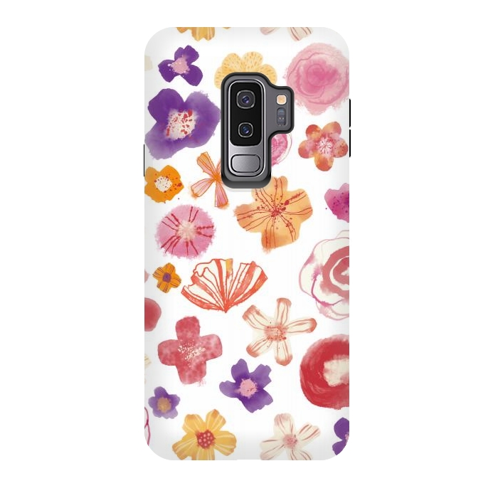 Galaxy S9 plus StrongFit Fresh Watercolor Wildflowers by Nic Squirrell