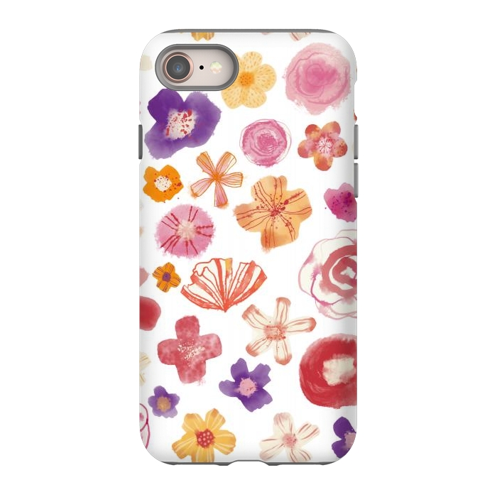 iPhone 8 StrongFit Fresh Watercolor Wildflowers by Nic Squirrell