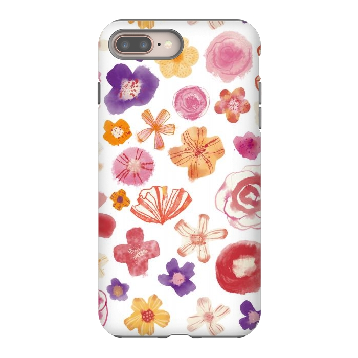 iPhone 8 plus StrongFit Fresh Watercolor Wildflowers by Nic Squirrell