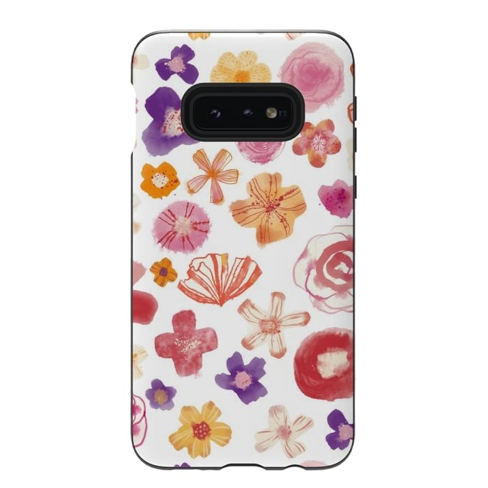 Galaxy S10e StrongFit Fresh Watercolor Wildflowers by Nic Squirrell