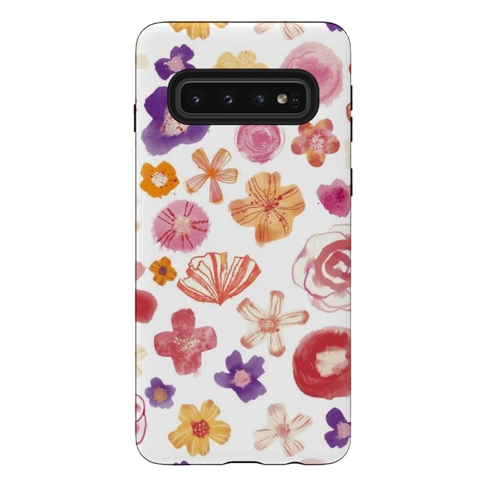 Galaxy S10 StrongFit Fresh Watercolor Wildflowers by Nic Squirrell