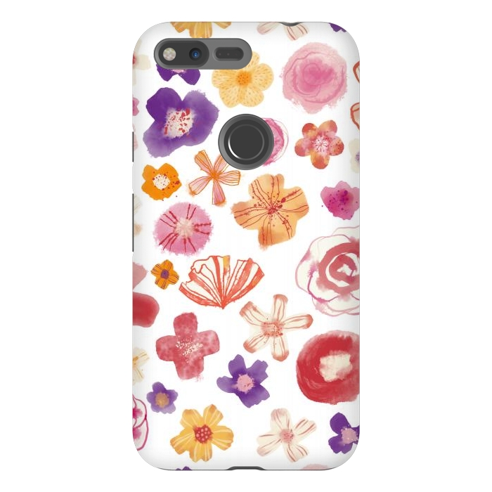 Pixel XL StrongFit Fresh Watercolor Wildflowers by Nic Squirrell