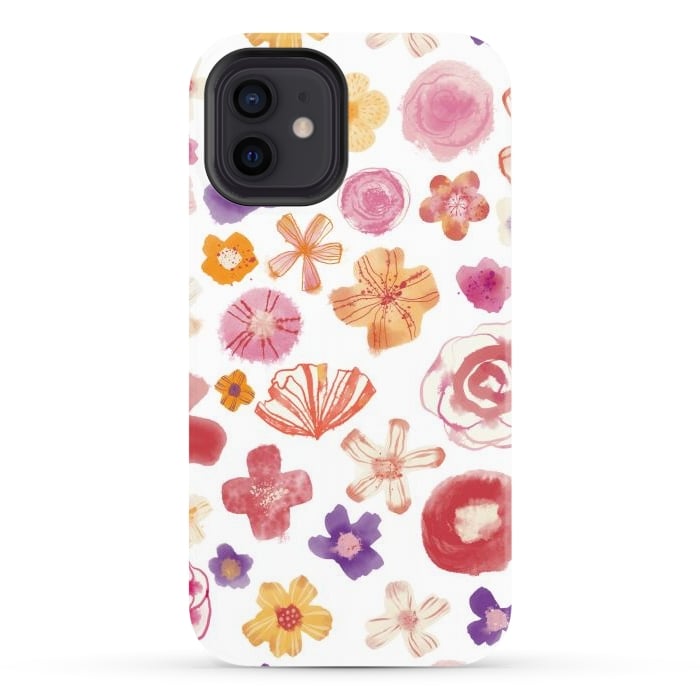 iPhone 12 StrongFit Fresh Watercolor Wildflowers by Nic Squirrell