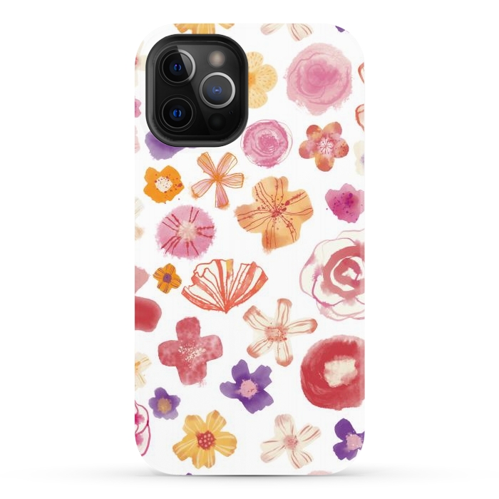 iPhone 12 Pro StrongFit Fresh Watercolor Wildflowers by Nic Squirrell