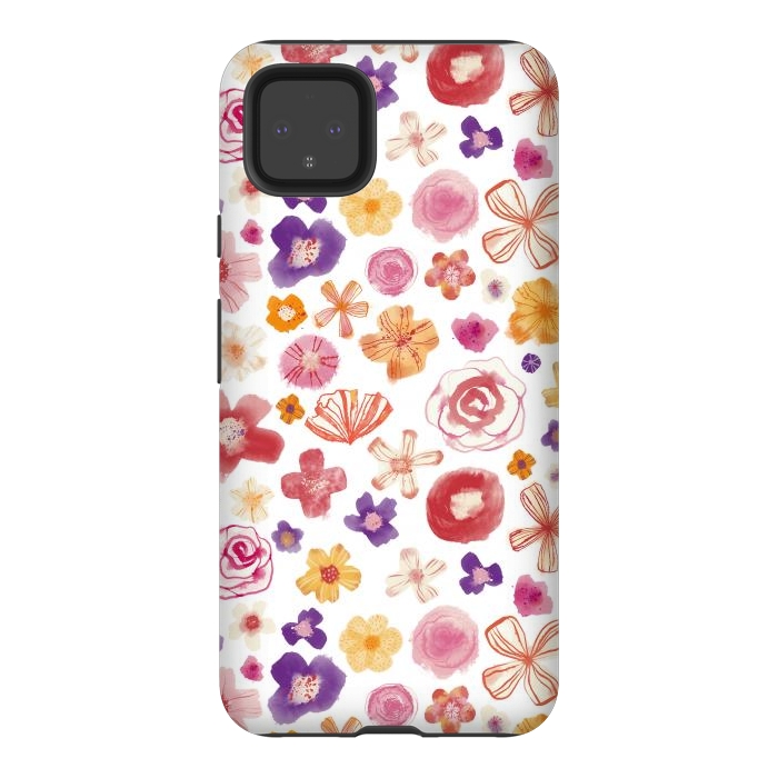 Pixel 4XL StrongFit Fresh Watercolor Wildflowers by Nic Squirrell